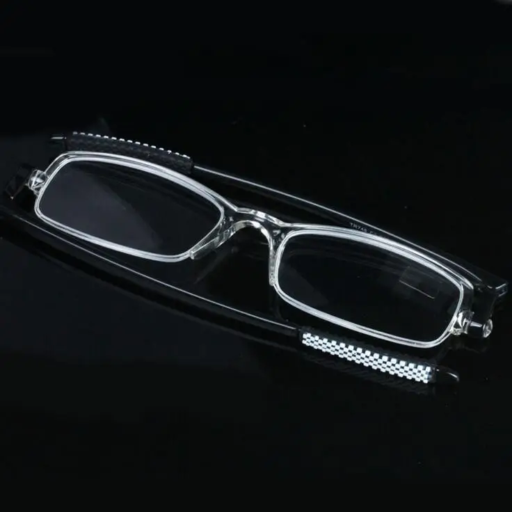 

Transparent White Slim Foldable Portable Wallet TR90 Reading Glasses Older Presbyopia Glasses 360 Rotating Eye Reading Glass