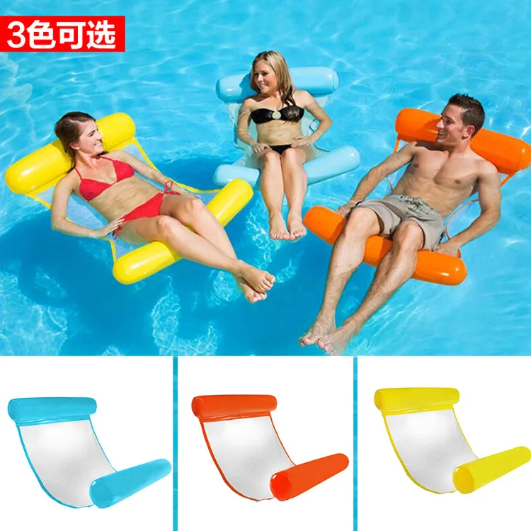 

New Green PVC Water Toys Inflatable Floating Row Floating Water Bed Single Swimming Water Hammock Floating Bed 200KG Bearing