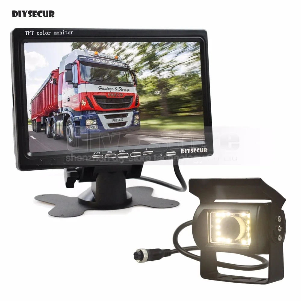 

DIYSECUR DC 12V-24V 4-PIN 7inch TFT LCD Rear View Car Monitor + LED Night Vision CCD Rear View Camera for Bus Houseboat Truck