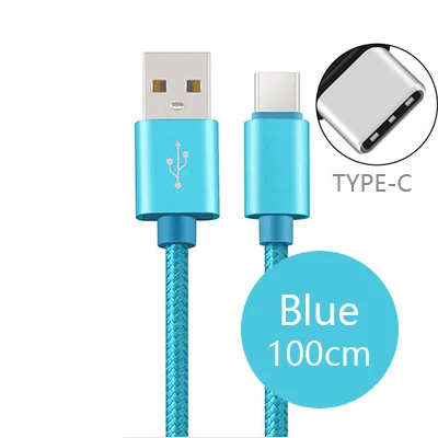 3 фута usb type C кабель нейлоновый металлический type-C синхронизация Быстрая зарядка для lenovo Z2 Plus, Zuk Edge/Edge L, ZUK Z1 Z2, Z2 PRo USB кабель - Цвет: 1mBlue