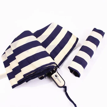 

Automatic folding umbrella 8 Rib Strong quality stripe Umbrella Man Rain Quality Windproof Rain Umbrella Anti-UV Sun Parasol