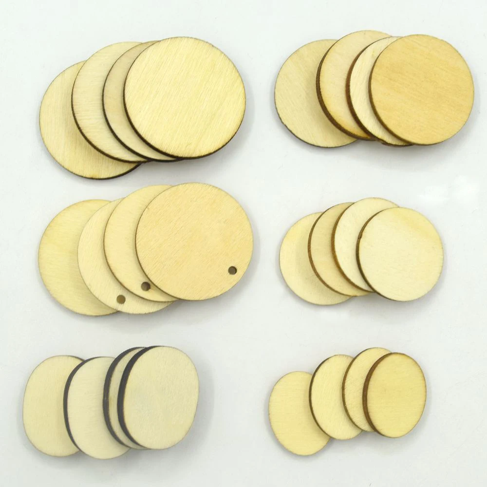 

50pcs deal with 6size Natural Blank Wood Pieces Slice Round Unfinished Wooden Discs for Crafts DIY Christmas Ornaments