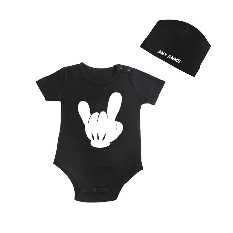 

Culbutomind Summer Cotton Short Sleeve Black Funny Rock Out Mouse Hand Newborn Baby Boy Girl Clothes Birthday Shower Gift