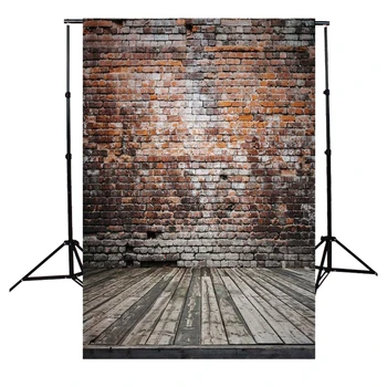 

5x7FT Vinyl Photography Backdrop Photo Background, Old brick wall wood floor