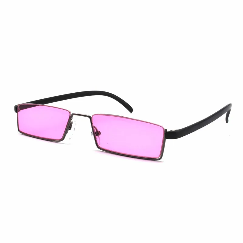 MINCL/маленькие квадратные солнцезащитные очки для женщин розовое зеркало длинный луч брендовый дизайнер крутые солнцезащитные очки металлические шикарные ножки градиент с коробкой FML
