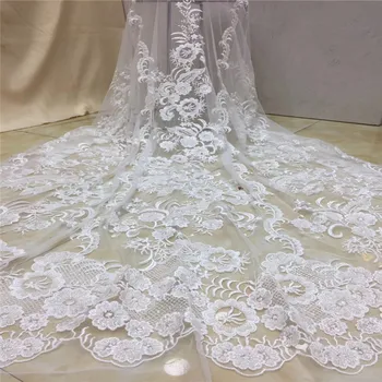 

Latest Design Embroidery African Net Lace Fabrics 5Yards French Lace Fabric Hot Selling Nigerian Lace Fabric for Dress HX1413-1