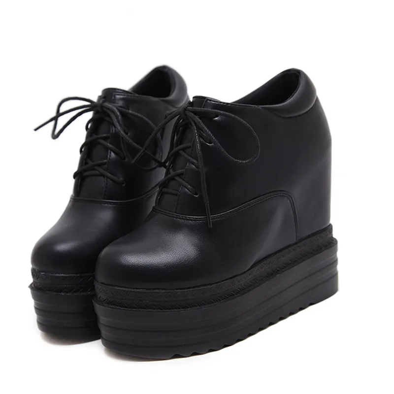 

2018 winter new ultra high heel wedges boots waterproof platform muffin thick round round Martin boots.