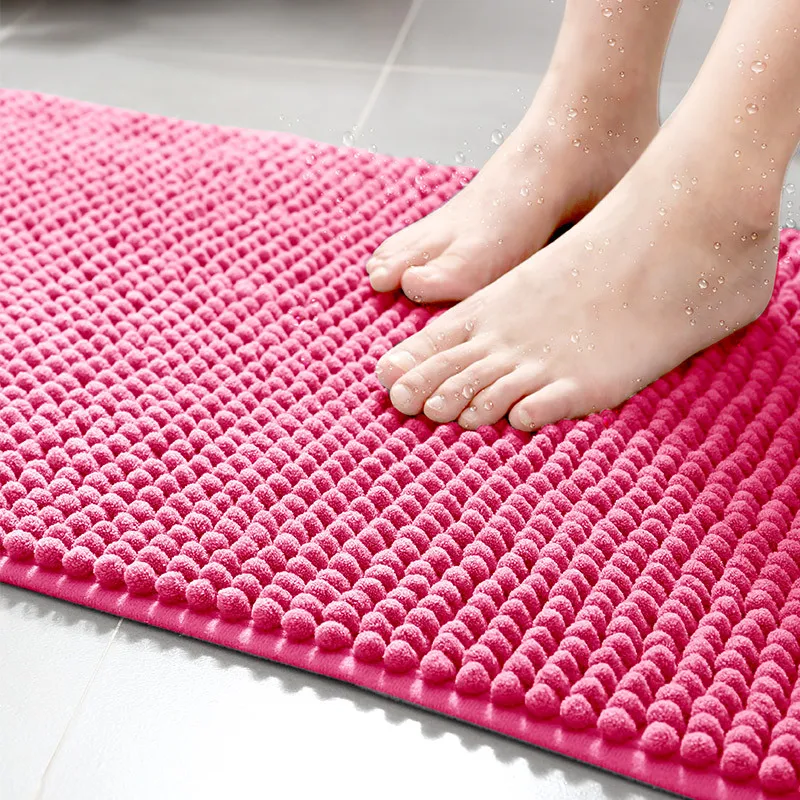 

Bathroom Carpets Mats Solid color Bath Mat Washroom Toilet Doormat Non-slip Carpet Rugs Absorbent Soft Chenille Tub Home Rug