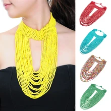 11 цветов воротник креативный 22 Слоя Цепи стиль нагрудное ожерелье смола бусы ручной работы бисер ювелирные изделия