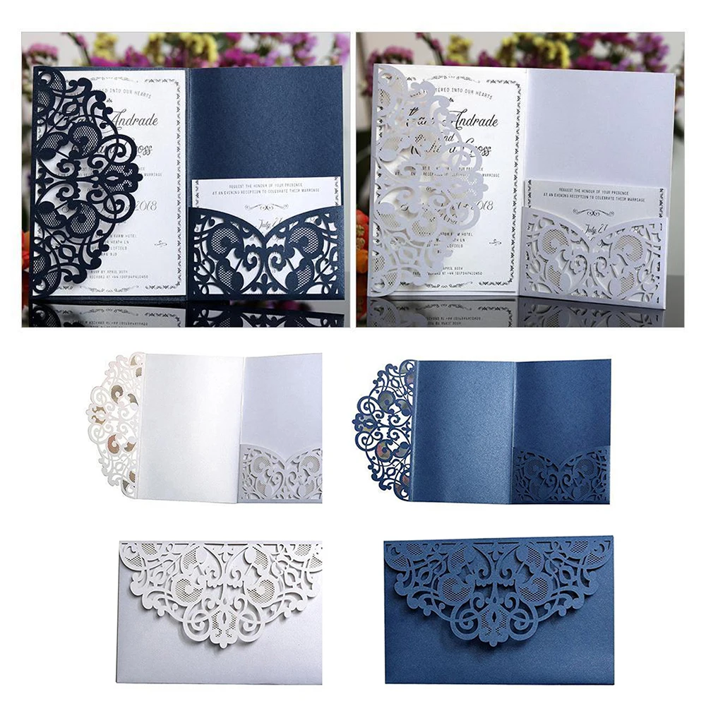  10pc/lot Laser Cut Wedding Invitations Card European Style Hollow Flowers Engagement Wedding Party  - 32931870176
