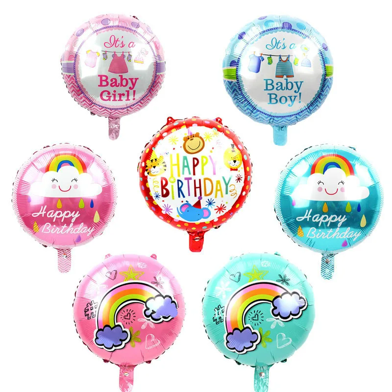 

New 18 inch Round Happy Birthday Foil Balloon Baby Boy Baby Girl Air Balloon Baby Shower Birthday Party Decor Balloons Kids Toys