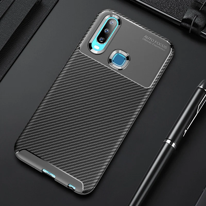 

Phone Case for VIVO Y17 Y3 Case for VIVO Y17 1902 Cover Luxury Carbon Fiber Shockproof Soft TPU Silicone Cases for VIVO Y3 Cover