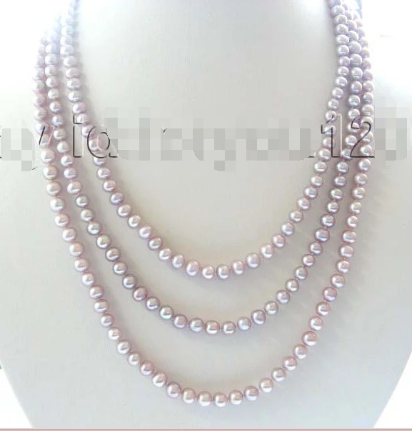 

65" Genuine Natural 7mm Purple Round Pearl Necklace!