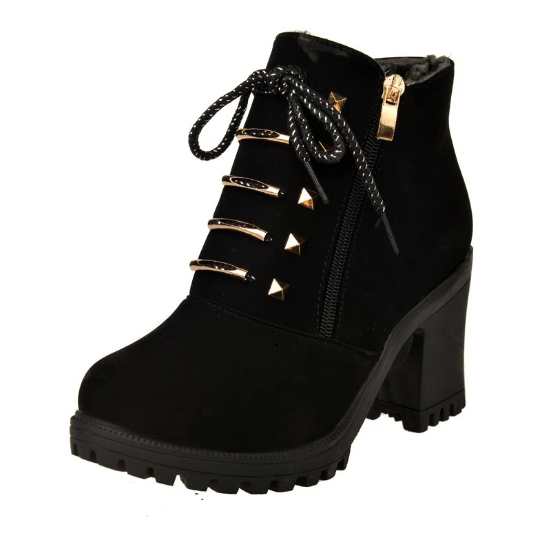 

2019 Winter New Style With Casual Women Boots Cross Straps Short Ankle Boots Thick With Martin Booties Women Zapatos De Mujer XM