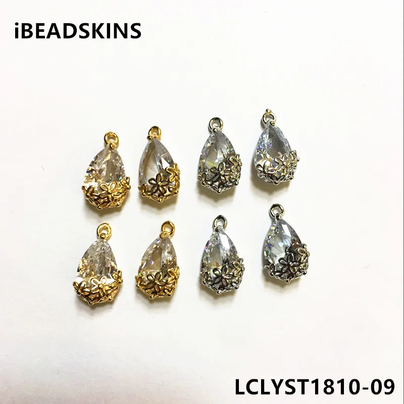 

New arrival! 16x10mm 50pcs/lot gold color Copper Material with white Glass drop-shape connection for Jewelry handmade DIY