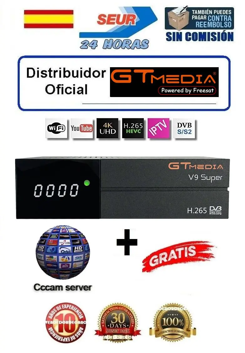 Satellite Receiver Gtmedia V9 Super DVB-S2 with 3 Years Europe cline ES PO Same as GTmedia V8 Nova Built in Wifi Dongle Full HD