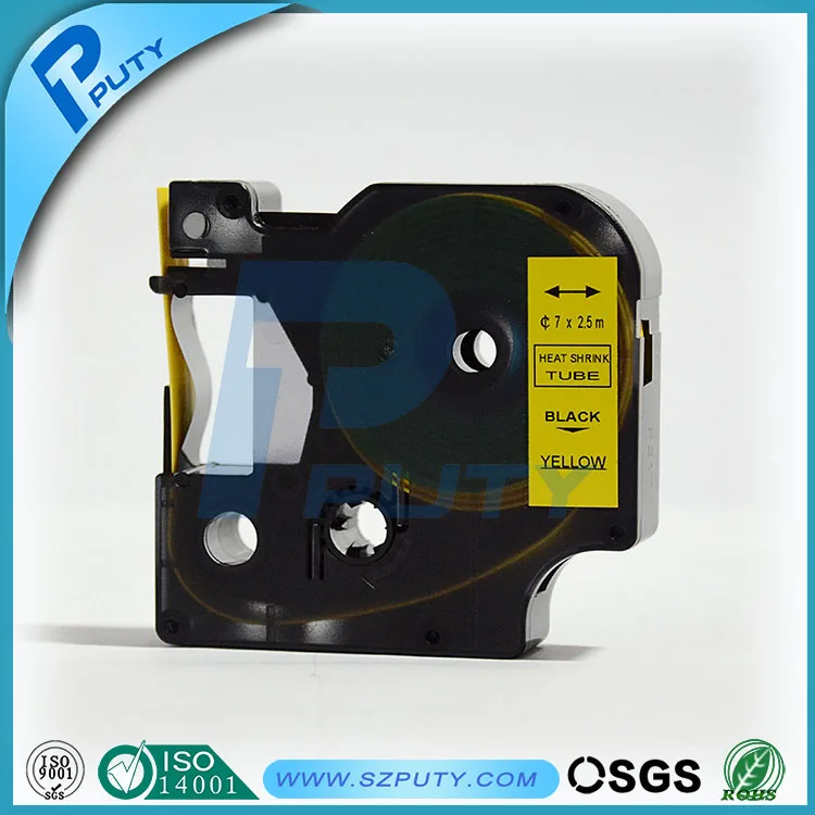 

high-quality compatible RS7Y 7mm Black on Yellow heat shrink label tape for dymo label maker