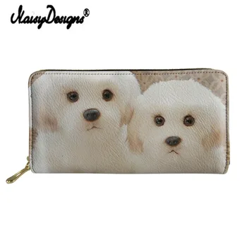 

Noisydesigns 2019 Women's Bag Bolognese Print Wallets PU Clutch Purse Portable Lady Handbag Casual Kawaii Dog Credit Card Holder