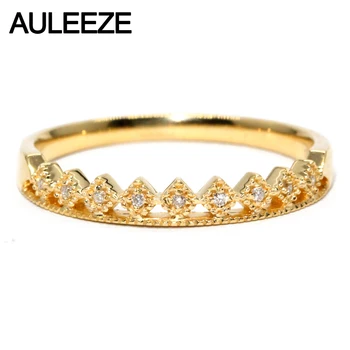 

Natural Real Diamond Wedding Band Solid 18K 750 Yellow Gold Matching Bands 0.036cttw Diamond Exquisite Crown Rings For Women