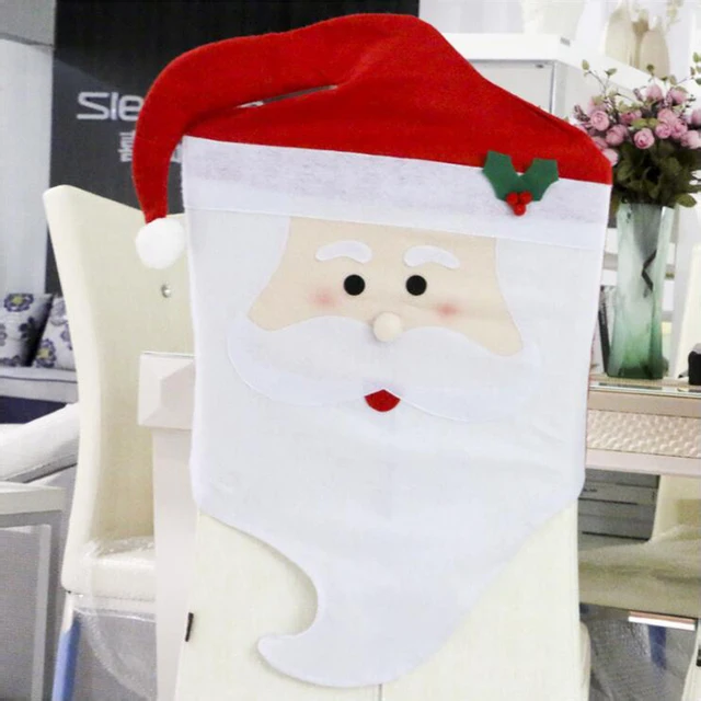 4pcs Lot Lovely Mr Mrs Santa Claus Christmas Kitchen Chair Cover Seat Back