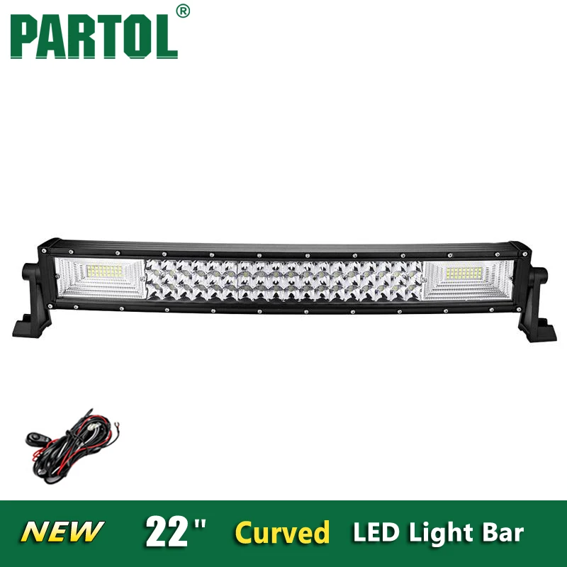

Partol 22 inch Curved LED Light Bar Offroad Tri-Row LED Work Light 324W Combo Beams 12V 24V 6000K For 4x4 ATVs,SUV,truck,Fork