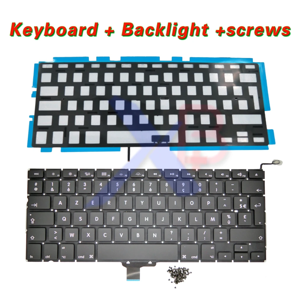 AZERTY FR French keyboard/Backlight Backlit+100pcs keyboard screws For MacBook Pro 13.3