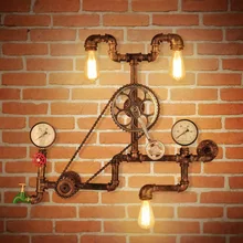 Lámpara de pared de hierro forjado retro vintage accesorio de rueda luces de tubería de agua loft industrial estilo americano creativo bar Café decoración del hogar