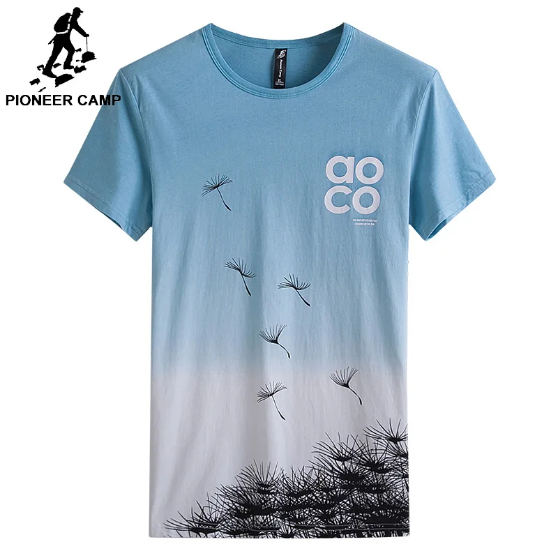 Пионерский лагерь, модная футболка с градиентом, Мужская брендовая одежда, дизайн, летняя футболка для мужчин, высокое качество, хлопок, футболки ADT702188