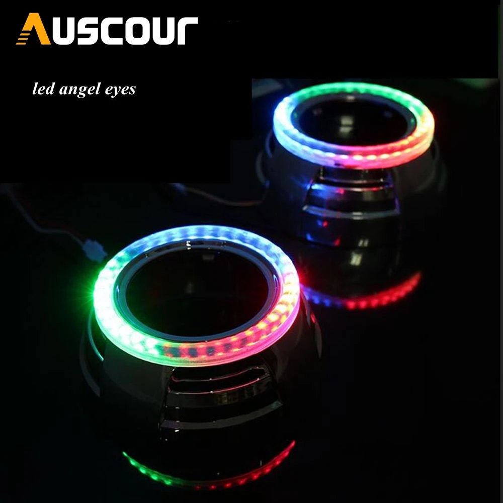 

2pcs 3.0 inch RGB Angel Eyes Led Day Running Shrouds Mask Car Bi Xenon Hid Xenon Kit Hid Projector Lens Headlight