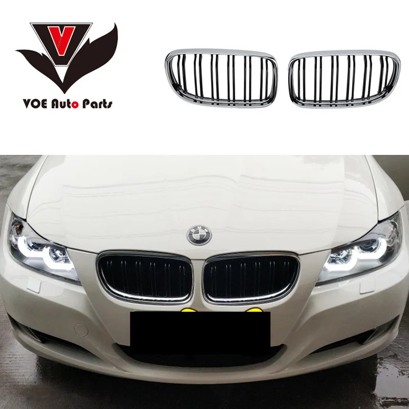2009 2012 E90 хромированный глянцевый черный 2 линейный передний гоночный гриль M3 для