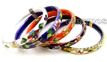 

Wholesale 5X Multi-Colored Cloisonne enamel Bangle cuff Bracelet-who147 Wholesale/retail Free shipping