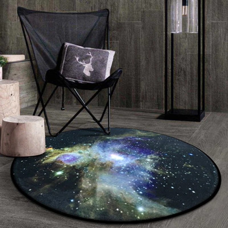 

Creative Starry Sky Printed Round Carpet Rugs Soft Thicken Modern Style Floor Mats Living Room Bedroom Non-Slip Absorption Mats