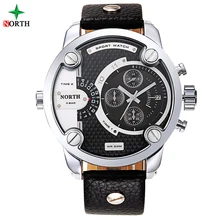 Hommes Militaire Montre À Quartz Sport Montres Hommes Marque De Luxe Bracelet En Cuir Horloge Hommes Étanche 30 M Oversize Dual Time Montre-Bracelet