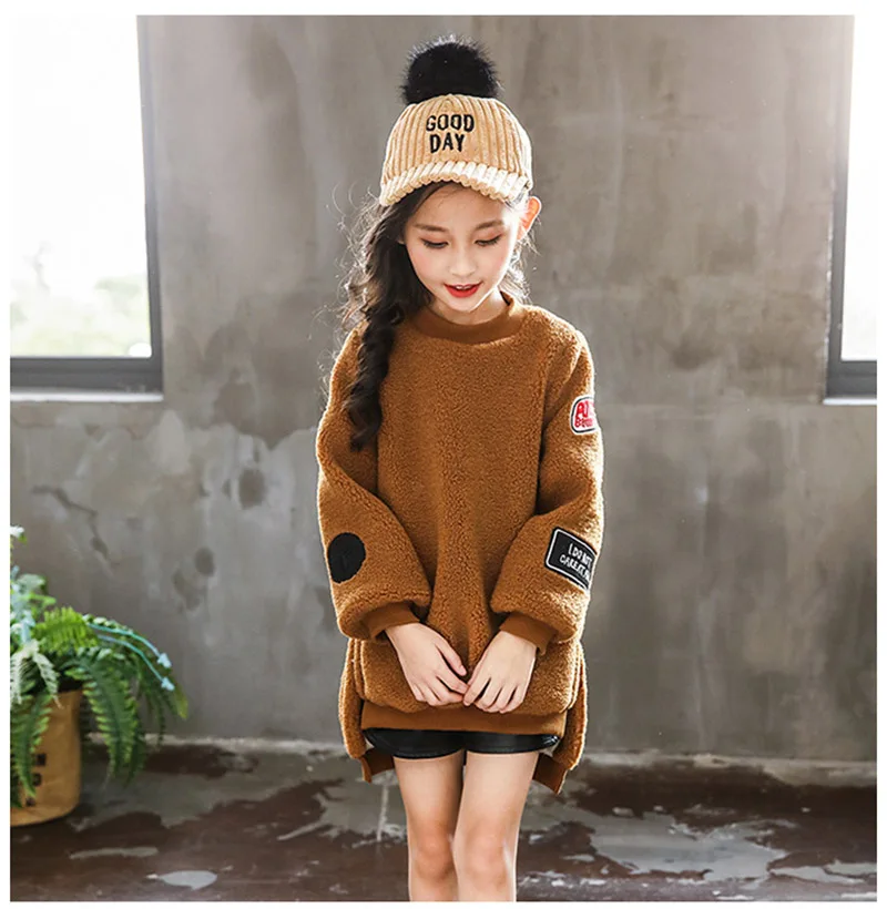 Winter warm thick cashmere sweater for girls jackets round neck jackets for girls coat children clothes (11)