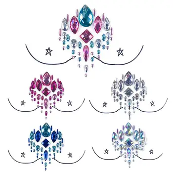 

3D Glitter Chest Temporary Tattoo Sticker Party Festival Diamond Breast Face Nipple Jewel Gems Decoration Sticker Body Art Decal
