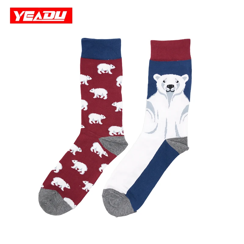 YEADU/Новинка мужские ассиметричные носки хлопковые цветные модные с рисунками из