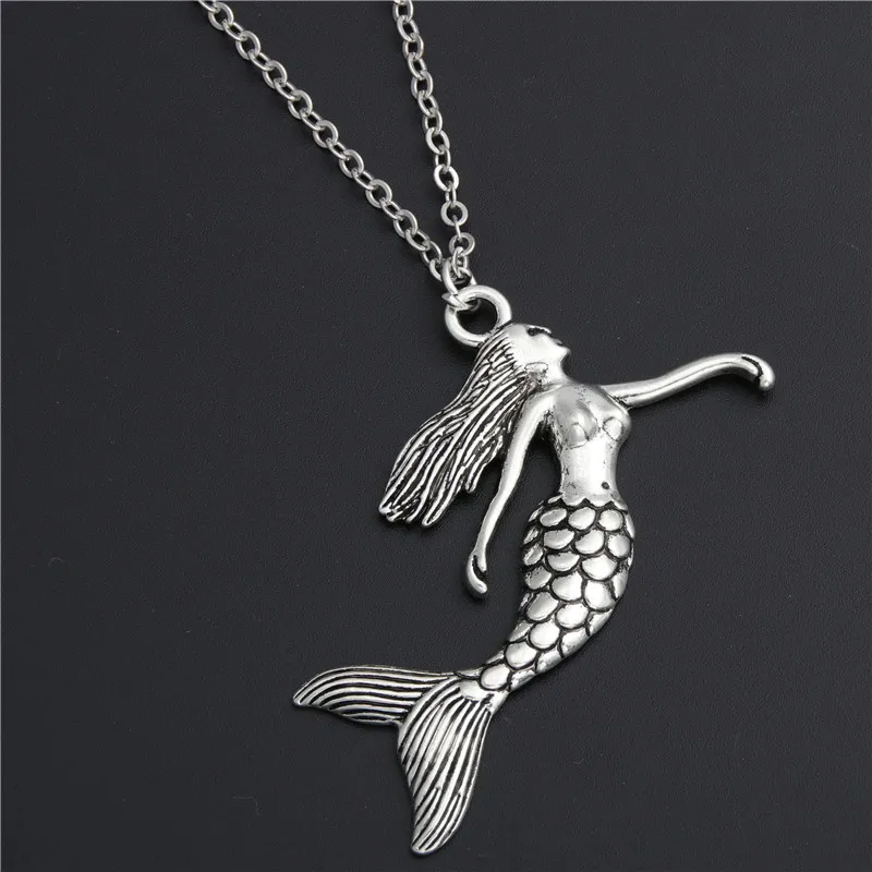 

1pc Silver Mermaid Princess Necklace For Women Sea Jewelry Beach Girls E378