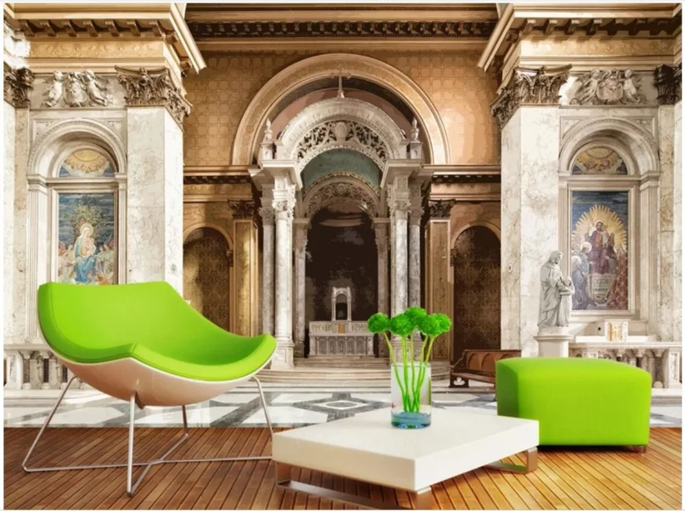 

Custom photo mural 3d wallpaper European architecture church wall tv background home decor living room wallpaper for walls 3 d