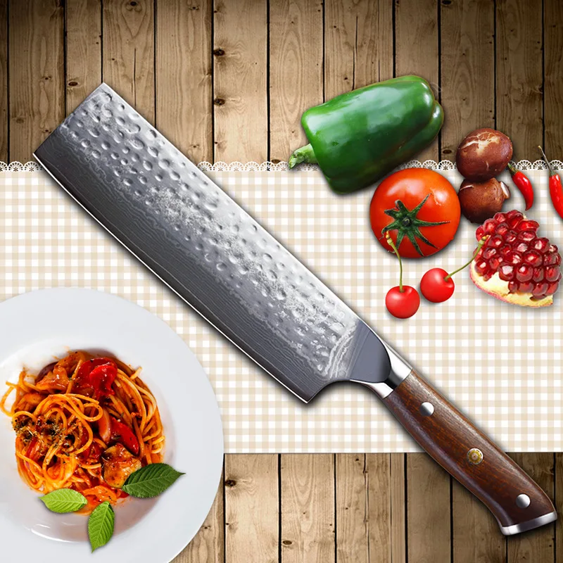 7 дюймов 67 слоев дамасской стали ножи накири Timhome кухонные Мясник нож шеф повара с