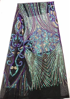 

Charming wedding/party dress material French net lace fabric with sequins African tulle lace cloth for lady PDN455(5yards/lot)