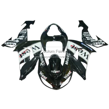 

Black Bodywork kits for Kawasaki ZX10R Ninja zx 10r 2007 2006 WEST sticker 07 06 fairing kit fairings ZR32