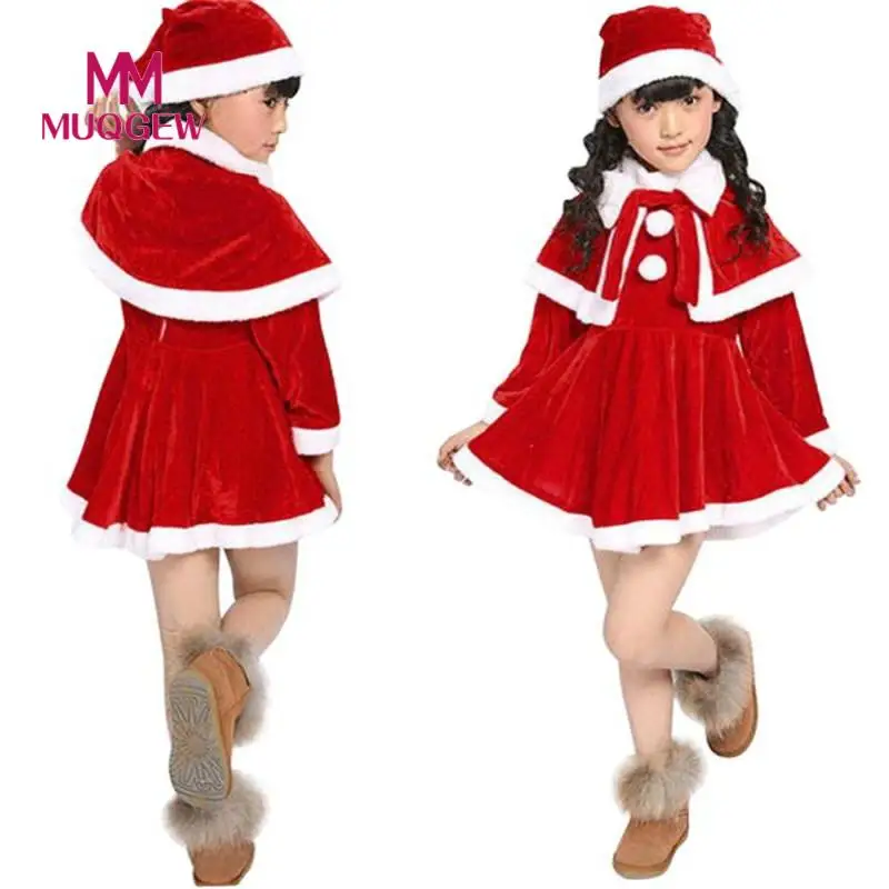 

Lovely Princess 3Pcs Toddler Kids Baby Girls Christmas Bowknot Clothes Costume Party Dresses+Shawl+Hat Outfit Children Clothing