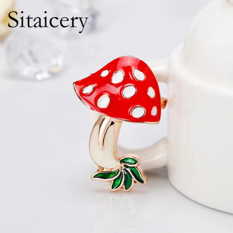 

Sitaicery Women Red Mushroom Metal Enamel Brooches Baby Hat Gifts Brooch Pins Lapel Pin Up Jewelry For Children Lovely For Kids