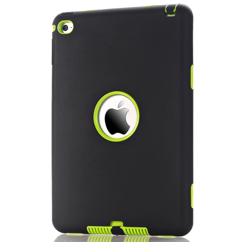 Чехол для iPad mini 4 A1538/A1550 7,9 дюймов retina чехол s дети Безопасный противоударный сверхпрочный Мягкий силикон+ Жесткий PC полная защита чехлы - Цвет: Black Green