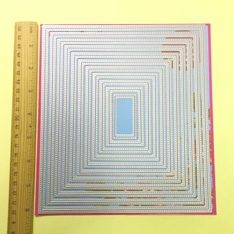 

11-Piece Large Cutting dies Piercing Rectangle 18x20.6cm Scrapbook DIY Cardmaking Paper Crafting Metal Stencil