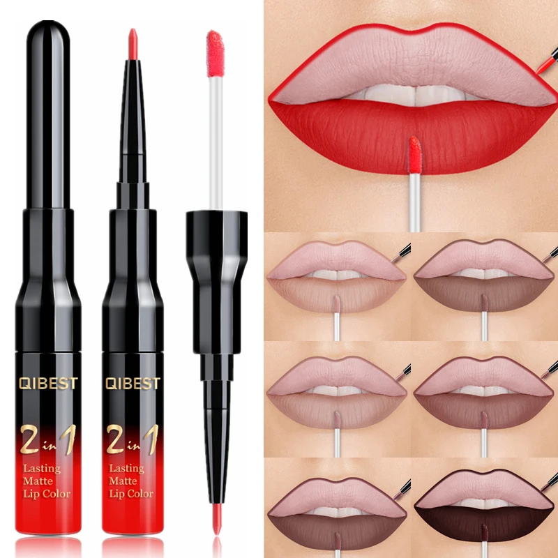 20 Color Liquid Lipstick Pink Purple Red Lip Long-lasting Waterproof Nude Mate Lips Liner Pencil Double-end Matte Lipsticks |