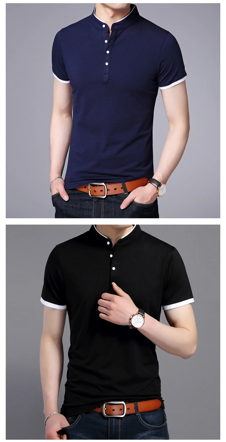 Новая модная брендовая дизайнерская рубашка поло, мужская летняя приталенная рубашка с коротким рукавом и воротником-стойкой, повседневная мужская одежда