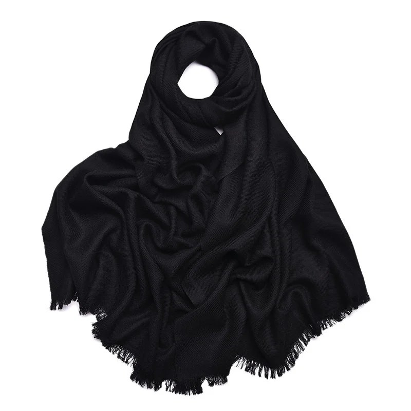 Шерстяной шарф теплый тонкий разноцветный шерстяной платок, женский шарф мягкие шарфы Cosywarmer - Цвет: Black