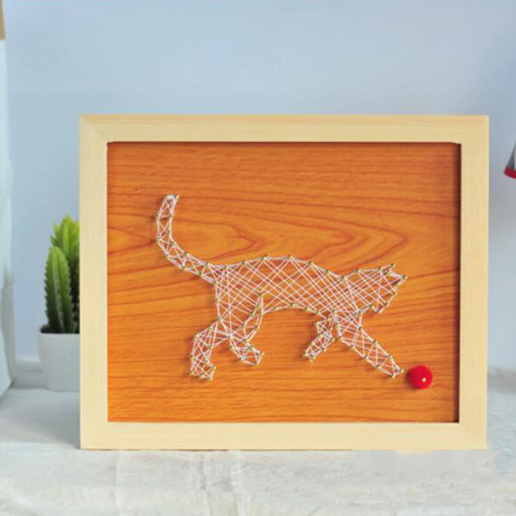 

Funny Wall Wood Board Art Animal Cat Simple String Art Adult Crafts Kit Gift DIY Twining Thread Nail Handmade Picture