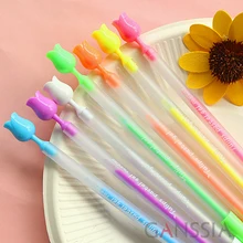 7 шт./компл. Цветная гелевая ручка для детской школы Kawaii Starter rose дизайн авторучки для письма школьные принадлежности zakka(ss-a910